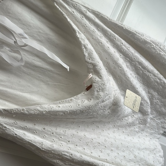 Free People Womens Apricot Rose Mini Dress Puff Sleeve Eyelet White Size L - Picture 9 of 10